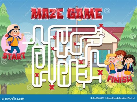 Maze Game Template For Kids Stock Vector Illustration Of Games