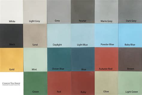 Ceramic Floor Tile Color Chart