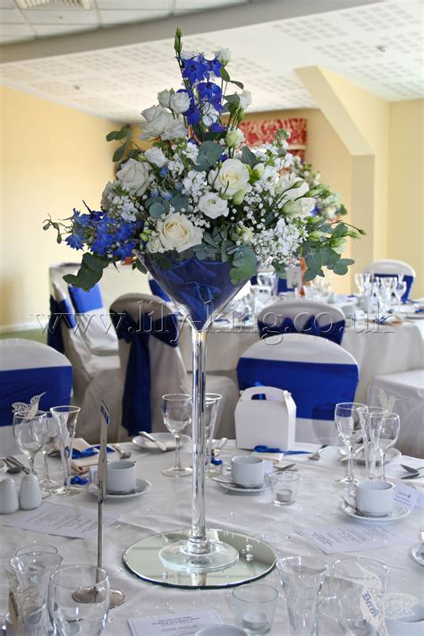 Wreath with flowers and leaves isolated with gold frame. Royal Blue Martini Vase, by Lily King Weddings | Blue ...