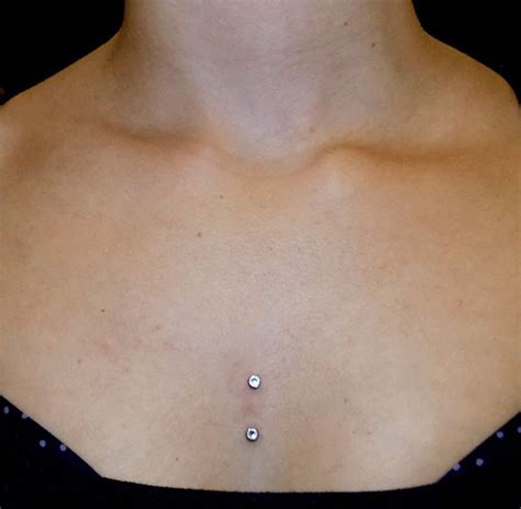 Sternum Surface Piercing With I S 3mm Cz Flat Back Threaded Ends Surface Piercing Piercing