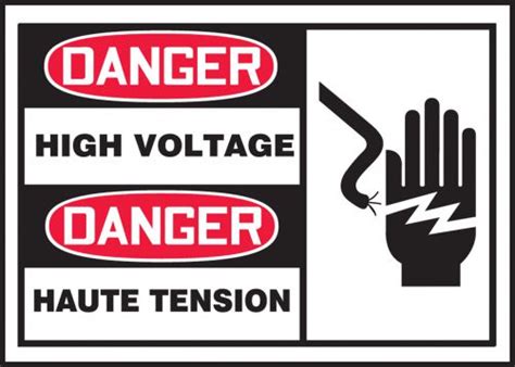 High Voltage French Bilingual Osha Danger Electrical Label Fblelc055