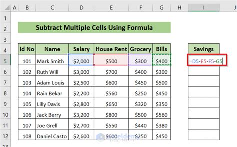 How To Subtract Multiple Cells In Excel 6 Effective Methods Exceldemy