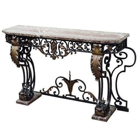 French Elaborate Wrought Iron Console With Campana Marble C1870 At 1stdibs