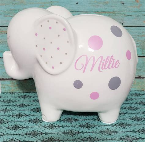 Custom Elephant Piggy Bank Personalized Babys First Piggy Bank