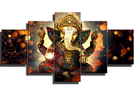 Buy Large 5 Pieces Lord Ganesha Indian Wall Decor Hindu Temple Puja