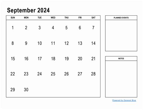 September 2024 Monthly Calendar Pdf Word Excel