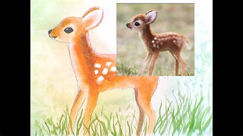 Baby Deer Watercolor Painting How To Paint A Baby Deer Youtube