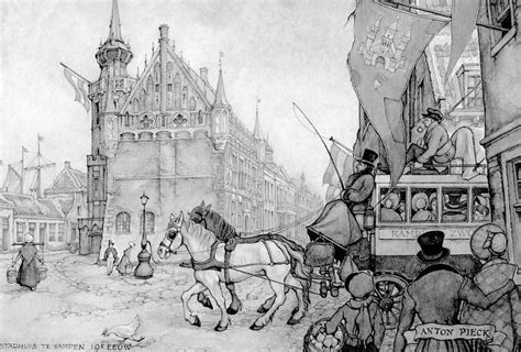 Pin van harma hoffmann op anton pieck kleurplaten Illustratie, Stad
