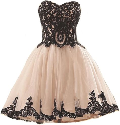 Kivary Short Tulle Vintage Black Lace Gothic Prom