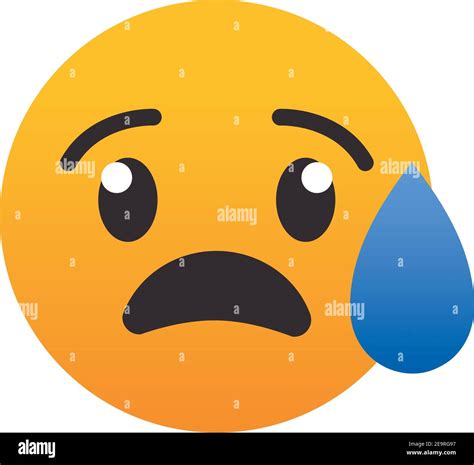 Emoji Downcast Face With Sweat Over White Background Colorful Design