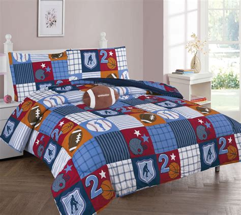Twin Patchwork Boys Bedding Set Beautiful Microfiber Comforter With