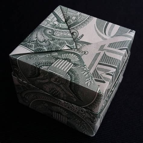 Dollar Bill Origami Art Small Square T Box With Lid Money Etsy