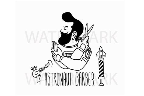 Astronaut Barber Logo For Salon Barber Shop Svg