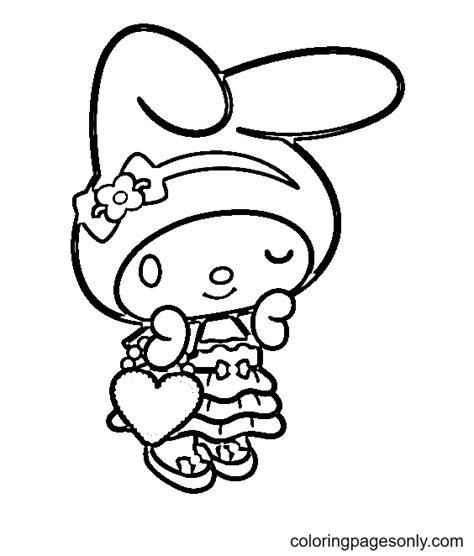 My Melody With Hello Kitty Coloring Pages Free Printable Coloring Pages