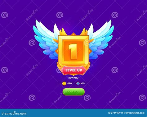 Level Up Badge Game Ui Award Rank Or Bonus Medal Stock Illustration