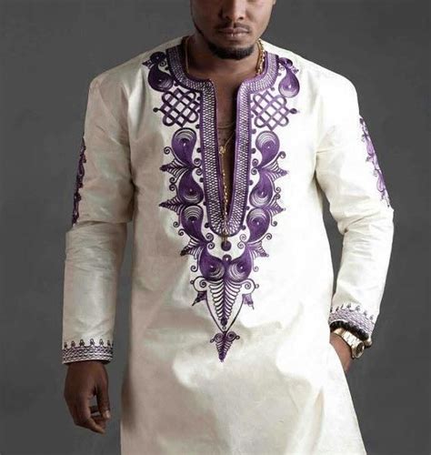 White And Purple African Men Clothing Dashiki Shirt African Etsy