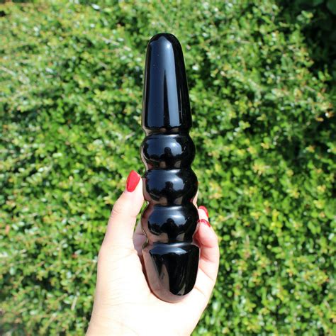 Black Obsidian Chick Yoni Wand Spiritual Nexus