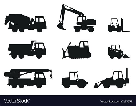 Construction Machines Silhouettes Royalty Free Vector Image