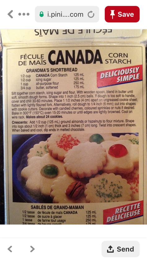 Preheat the oven to 350°f. Shortbread Recipe On Cornstarch Box - Grandma's 'Canada ...