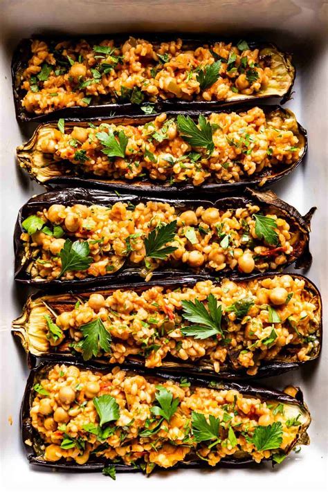 Vegetarian Stuffed Eggplant Easy Mediterranean Recipe