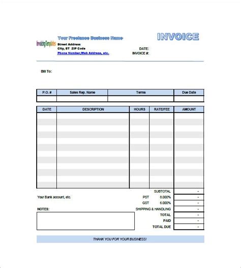 Freelancer Invoice Template 15 Free Word Excel Pdf Format Download