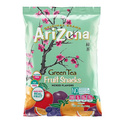 AriZona Green Tea Fruit Snacks Gluten Free Mixed Fruit Gummy Chews 5