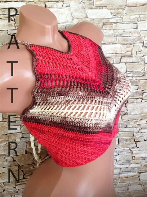 Crochet Top Pattern Colorful High Neck Summer Top Tutorial Etsy