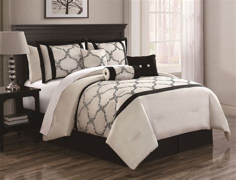 Shop great looks + great furniture buys! 7 Piece Cal King Gracie Ivory and Black Comforter Set | eBay