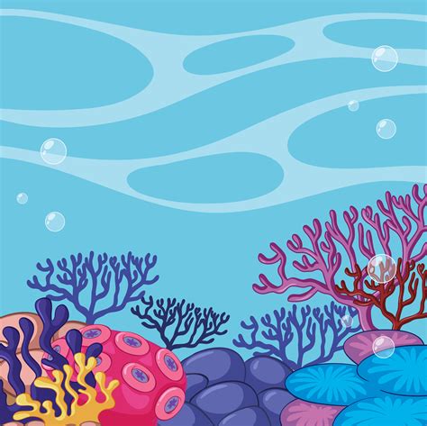 Scene With Colorful Reef Underwater 370058 Vector Art At Vecteezy