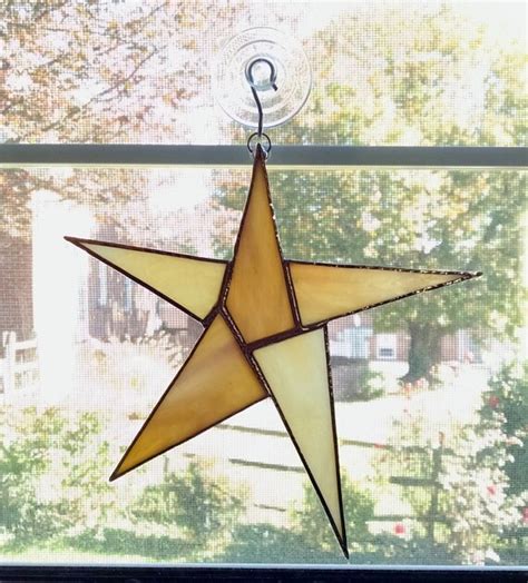 Stained Glass Star Suncatcher Star Ornament Yellow Glass