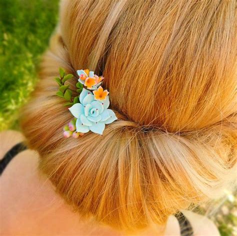 Succulent Hair Pin Bridal Floral Hair Accessory Succulent Etsy