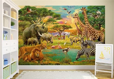 Safari Wild Animals Wall Mural Wallpapers Mural Wallpaper Wall
