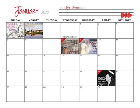 New Product 2020 Red Letter Calendar