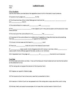 Judicial branch in a flash complete the sentence. Judicial Branch Worksheets by 2nd Chance Works | TpT