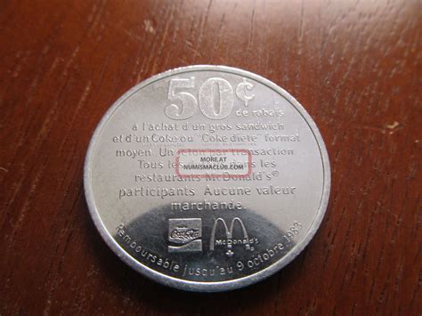 Mcdonalds And Coca Cola Coke 50 Cents Off Token French And English Trade Token