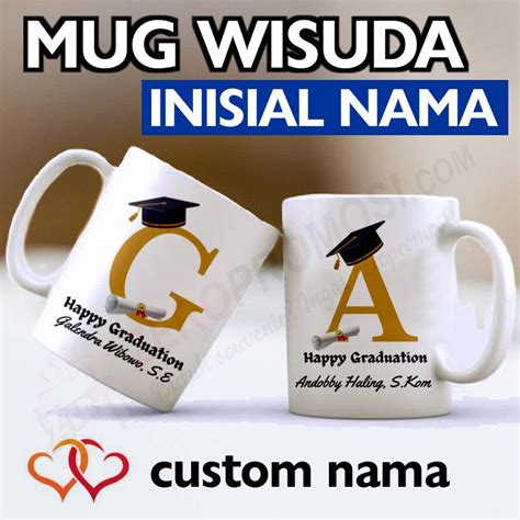 Jual Kado Mug Wisuda Inisial Nama Hadiah Mug Graduation Shopee