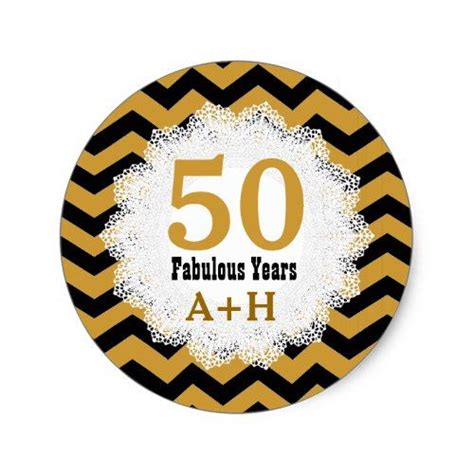 50th Anniversary Elegant Lace Gold And Black V08 Classic Round Sticker