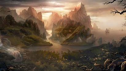 Fantasy Nature Landscape Chinese Mountain Water Island