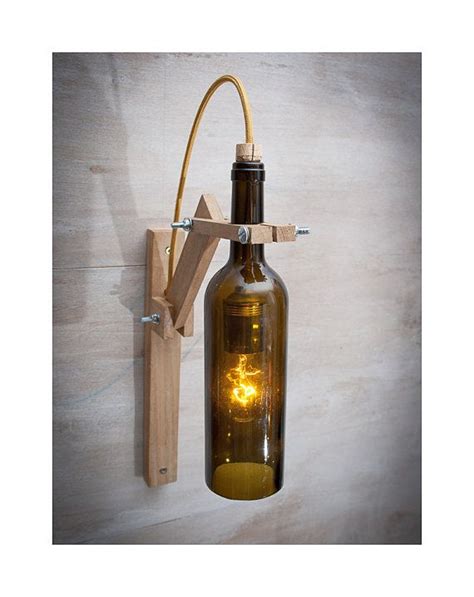 Recycled Wine Bottle Wall Sconces Wood Lamp Customized