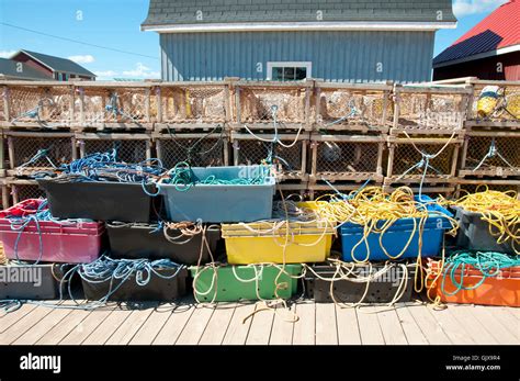 Lobster Traps In North Rustico Prince Edward Island Canada Stock