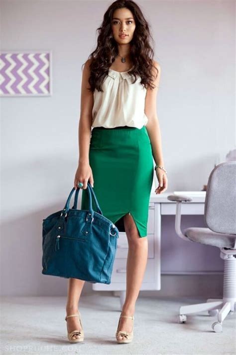 Green Pencil Skirt Outfit Street Style Outfits For Ladies Business