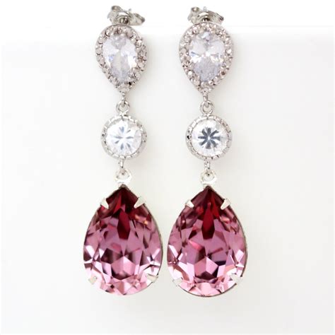 Light Pink Earrings Swarovski Crystal By Littledesirezjewelry