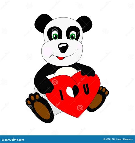 Cute Panda With Heart Stock Vector Illustration Of Celebration 65981726