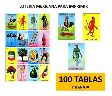 Loteria Mexicana Con Baraja Imprimible 100 Cartas 100 00 En Mercado