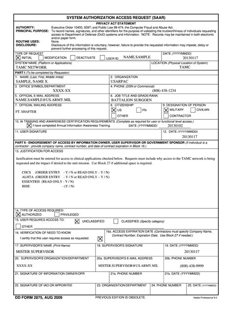 Dd Form 2875 Revised May 2014 Fill Online Printable Fillable Blank