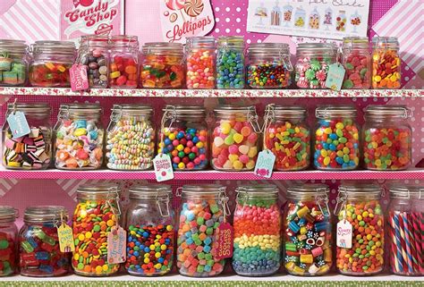 This delicious 1,000 piece jigsaw puzzle collection of candy has a finished size of 26.625 x 19.25. Candy Store Jigsaw Puzzle | PuzzleWarehouse.com