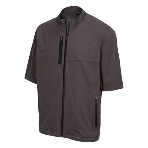 Greg Norman Golf Short Sleeve Mens Weatherknit Rain Jacket Black