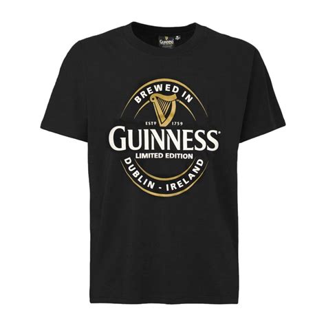 Buy Official Guinness Merchandise T Shirt With Brewed In Dublin Bottle