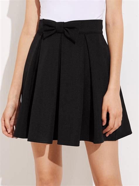 bow front box pleated skirt shein sheinside