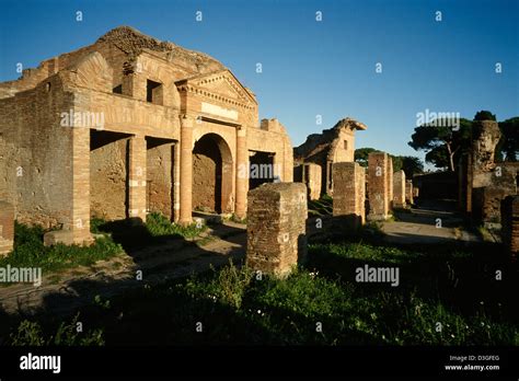 Building Ruins At The Ancient Port Archeological Site Of Ostia Antica